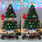 19" Christmas Tree Village House - Animated Tabletop Display with Moving Train, Up & Down Christmas Tree, LED Lights, and Holiday Music - Adapter Included Christmas Decor for Home Gift