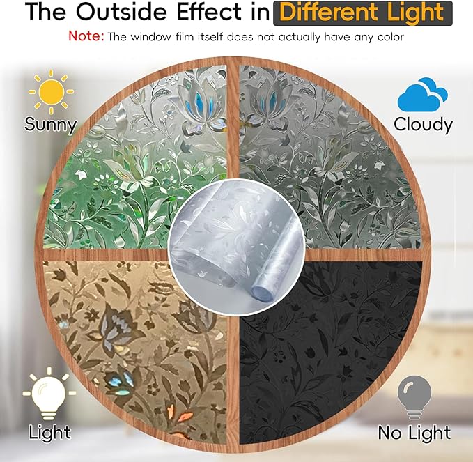 Rainbow Window Privacy Film Decorative, Stained Glass Window Tint for Home, 23.6" by 78.74"