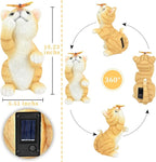 Solar Garden Statue Cat Figurine,Resin Cat Statue Playing Butterfly,Outdoor Decoration for Patio,Balcony,Yard, Lawn-Unique Housewarming Gift for Garden Mom Grandma