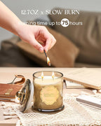 M&SENSE Eucalyptus Cedarwood Scented Candles, 2 Wick 12.7oz Large Jar Candle 75H Long Lasting, Plant-Based Non Toxic Natural Soy Wax, Aromatherapy Candles for Stress Relief,Gifts for Men Women Father