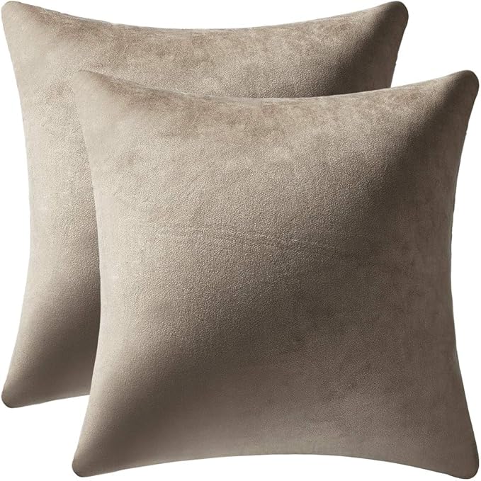 26x26 Euro Pillow Covers : 2 Pack Cozy Soft Velvet Oversized Couch Pillow Shams, Square Throw Pillow Cases for Living Room Sofa, Taupe