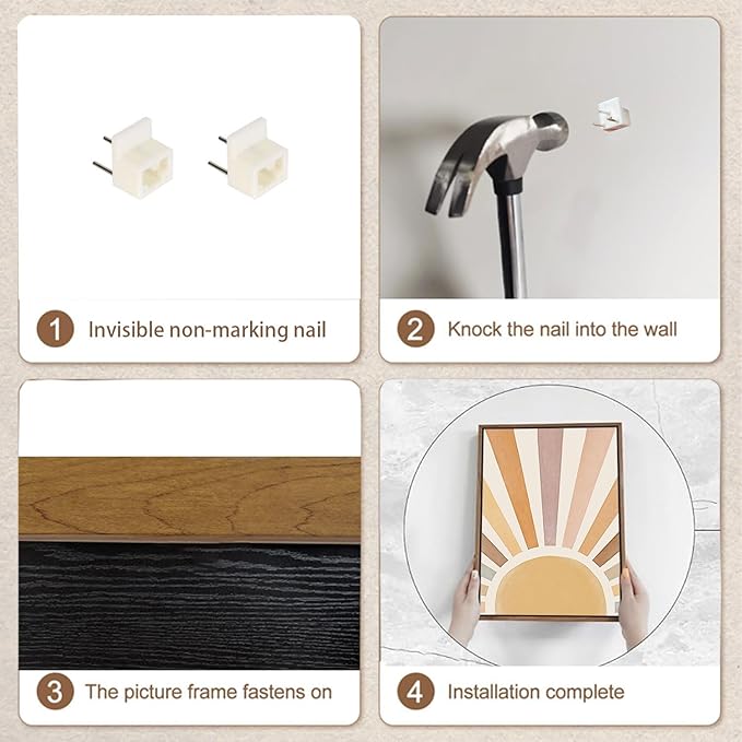 Bwodke Boho Wall Art, Framed Abstract Wall Art, Sun Rising on the Horizon Neutral Canvas Wall Decor, Mid Century Geometric Pictures Set of 3, Minimalist Paintings, for Bedroom Living Room Bathroom 16"x24"