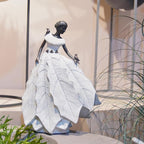 DiliComing Fairy Garden Accessories Outdoor Statue - Table Decor for Living Room Garden Maiden Bookshelf Decor Xmas Resin Holly Leaves Maiden White Statue 10.5 * 6.0 * 14.5 Inch