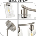 6 Light Modern Brushed Nickel Pendant Light Fixture For Dining Room，Contemporary Kitchen Light Fixtures Brushed Nickel，Adjustable Height Farmhouse Dining Chandeliers Over Table，With Glass Shade