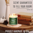 Fall Candles - 'Fall Leaves' Fall Candle w/Autumn Leaves, Clove & Musk I Infused with Essential Oils I Autumn Scented Candles I Cozy Cute Autmn Décor Gifts I 9oz Jar I 50Hr Burn I Made in USA
