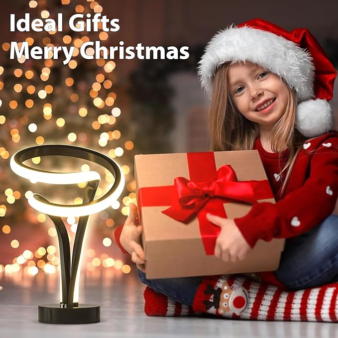 Spiral LED Table Lamp Set of 2-10 Color Modes, Touch Dimming, Modern Nightstand Lights for Bedroom & Living Room