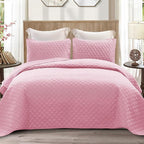 Exclusivo Mezcla Reversible California King Size Quilt Bedding Set with Pillow Shams, Lightweight Quilts Cal King Size, Soft Bedspreads Bed Coverlets for All Seasons - (Bright Pink, 112"x104")