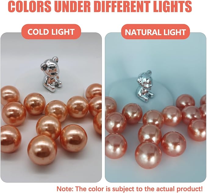 Rose Gold Vase Filler | 150PCS Pearls Bead for Centerpieces Vases | 8/14/20 mm No Hole Beads, Fake Pearls for Wedding Birthday Theme Party Table Centerpieces Decor