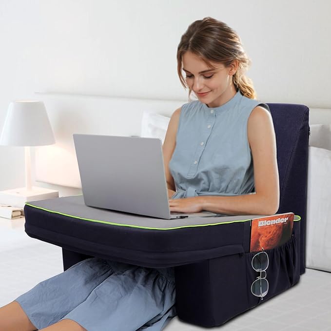 Reading Pillow for Gaming with Wedge Pillow, Gaming Pillow and Bed Wedge Pillow with Memory Foam, Memory Foam Bed Rest Pillow for Reading, Working, Gaming Sitting in Bed/Floor/Sofa(Grey)