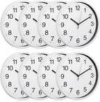Inbagi 8 Pcs Wall Clock Large Silent Battery Operated Wall Clocks Modern Non Ticking Wall Clocks Bulk Decorative for Kitchen Office Living Room Home Bathroom Bedroom Classroom(White,10 Inch)