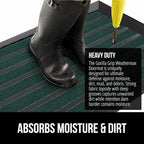 GORILLA GRIP 100% Waterproof All-Season WeatherMax Doormat US Designed Natural Rubber, Stain and Fade Resistant, Low Profile Indoor Outdoor Door Mats, Easy Clean Patio Mat, 17x29, Green Stripe