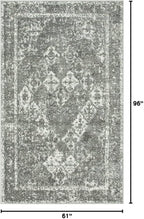 Unique Loom Rosso Collection Vintage, Traditional, Bohemian, Geometric, Distressed, Southwestern Area Rug, 5' 0" x 8' 0", Gray/Ivory