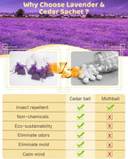 26 Pack Cedar Chips and Natural Dried Lavender Sachets Bags - Stop Clothes Damage, Cedar and Lavendar Home Fragrance for Drawers and Closets