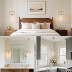 Modern Brass Island Pendant Lights 2 Pack,12'' Glass Light Pendant,Gold Kitchen Island Pendant Light Fixtures,Farmhouses Pendant Light, for Kitchen,Dining Room,Bathroom,Bulbs Included