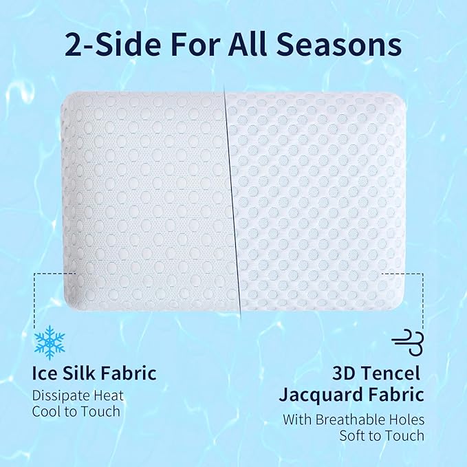 Ultra Thin Pillow 3.25" Stomach Sleeping, Gel Memory Foam Flat Pillow for Stomach and Back Sleepers, Slim Design Memory Foam Pillow with Two-Sided (CertiPUR-US, Standard Size)