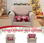 H.VERSAILTEX Christmas Sofa Slipcover Fleece Stretch Couch Cushion Cover Furniture Protector Seat Cushion Snowflakes Sofa Cover for Christmas (1 Piece Armchair Cushion Covers, Snowflakes)