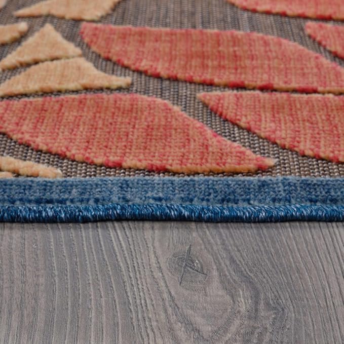 Beverly Rug Outdoor Runner Rug 2x7 Modern Floral Tropical Area Rugs for Indoor and Outdoor Patio Easy to Clean Non Shedding Living Room Porch Garden Washable Outside Carpet (2 x 7 Brown)