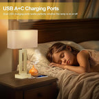 Bedroom Table Lamps Set of 2 - Touch Bedside Lamps with USB C+A, 3 Way Dimmable Gold Lamp for Nightstand, Modern Night Stands Lamps for Living Room End Tables Desk Bed Side Study Room(16.4n)