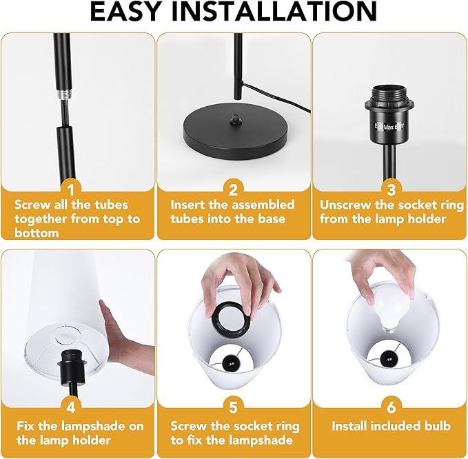 PARTPHONER Modern Floor Lamp with Remote Control - Stepless Dimmable LED Bulb, Adjustable Color Temperature & Brightness, Minimalist Tall Lamp for Living Room, Bedroom, Office, Beige