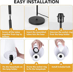 PARTPHONER Modern Floor Lamp with Remote Control - Stepless Dimmable LED Bulb, Adjustable Color Temperature & Brightness, Minimalist Tall Lamp for Living Room, Bedroom, Office, Beige