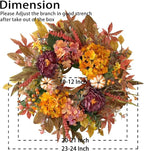 WANNA-CUL 24 Inch Fall Wreaths for Front Door with Hydrangea,Peony and White Pumpkins-Fall Decorations for Home, Fall Door Wreath Decor for Autumn,Harvest, Halloween or Thanksgiving