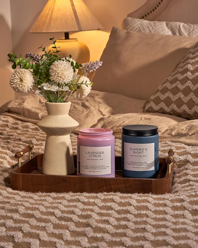 M&SENSE Lavender Citrus Candles, 19.4oz 110H Burn Time Large Natural Soy Candles for Home Scented, Stress Relief Aromatherapy Gifts for Mom Friends Teacher & Spa, Bath, Yoga