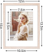 Vittanly 11x14 Picture Frames Set of 9, Shatter Resistant Plexiglass, Display 8x10 Pictures with Mat or 11x14 without Mat, Photo Frames for Wall or Tabletop, Engineered Wood, Rustic Pink