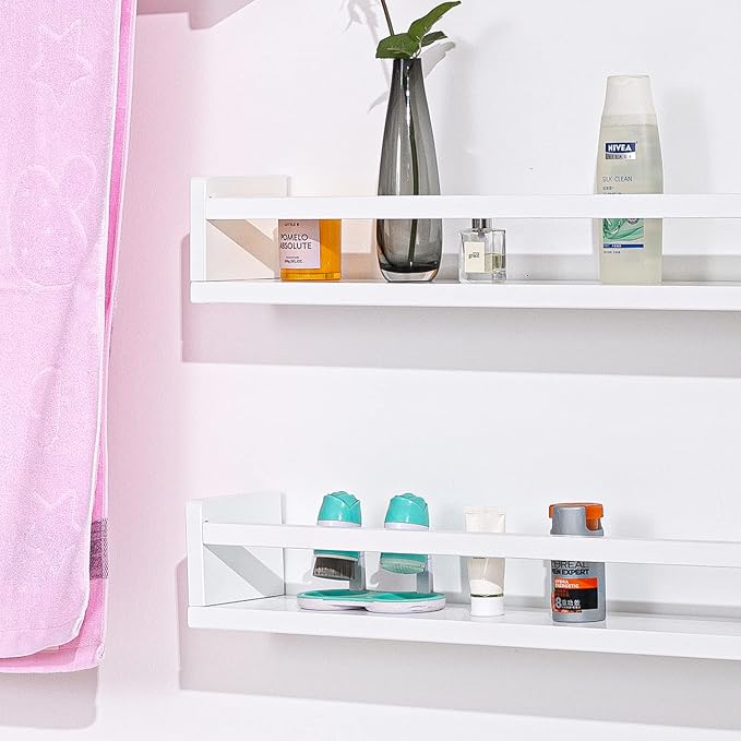 AZSKY Classic Nursery Book Shelves White Wall Book Shelves Kids Bookshelf for Bedroom Bathroom Décor Wall Ledge Shelves 36 in Hanging Shelves a Set of 3