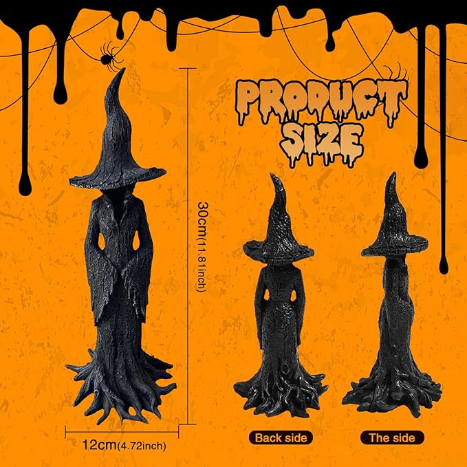 16'' Cracker Barrel Witch Statue, Halloween Witch Statue, Gothic Halloween Resin Figurine, Retro Magician Decor, Dark Fantasy Ornamen, Nib Festival Collectible