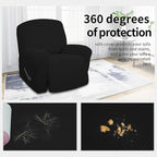 Easy-Going 4 Pieces Oversized Recliner Stretch Sofa Slipcover Sofa Cover Furniture Protector Couch Soft with Elastic Bottom Polyester Spandex Jacquard Fabric Small Checks Black X-Large