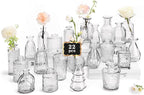 RUCKAE Small Clear Bud Vases Bulk 22 Pack Mini Flower Glass Vases for Centerpiece Table Wedding Decorations Home Decor Party(Transparent)