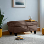 Ottoman Rectangular Storage Ottoman Bench, Flannel Footrest Stool Footstool with Lid for Living Room, Bedroom, Entryway, Chocolate, 28.5"x19"x17.5"
