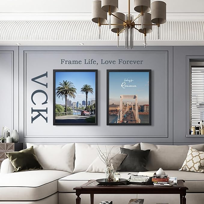 VCK 22x28 Poster Frame Set of 3 - Black,Solid Wood Picture Frames, Textured Exclusive Wall Gallery Frame