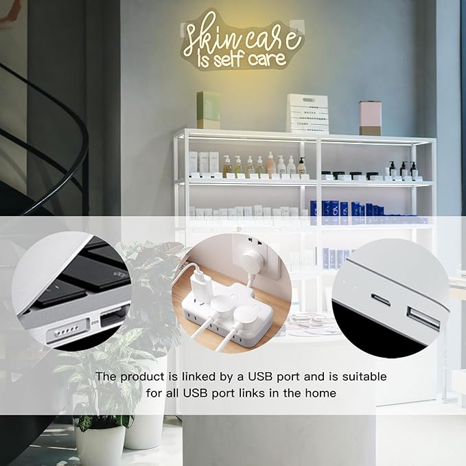 WLHOPE Skin Care is Self Care Neon Signs for Wall Decor Adjustable LED Lights Decorations for Beauty Salon Facial Spa Bathroom, Get Your Business Seen Day or Night