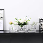Square Glass Vases Set of 4, 4"x 4"x 4" Flower Vases for Centerpieces, Clear Glass Vase for Flowers, Small Vase for Wedding, Party, Home Office Decoration