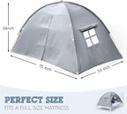 Gray Full Bed Tent for Kids Indoor Fort - Magical Dream Tents for Boys Pop Up Toddler Bed Canopy for Girls Bunk Bed Tent for Top Bunk - Sensory Sleep Pod for Kids Educational