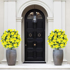 Artificial Boxwood Topiary Ball Trees with Ground Spikes UV Resistant Faux Greenery Shrubs Fake Shrubs for Outdoors, Realistic Faux Plants Bushes for Garden Porch Yard Patio Decor (Yellow)