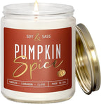 Pumpkin Spice Candle, Fall Candles - 'Pumpkin Spice' Pumpkin Candle I Infused w/Essential Oils I Autumn Scented Soy Candles for Home I Fall Home Décor I 9oz Reusable Jar, 50Hr Burn, Made in USA
