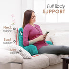 Nestl Reading Pillow for Kids, Small Bed Pillow, Back Pillow for Sitting in Bed, Memory Foam Chair Pillow, Reading & Bed Rest Pillows, Teal Back Pillow for Bed, Arm Pillow with Pockets