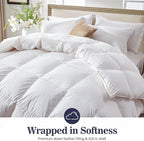 Globon Ultra-Soft Down Feather Comforter Twin Size,Luxurious Hotel Collection Duvet Insert for All Season,Noiseless Shell,700 Filling Power,Medium Weight with Corner Tabs, White