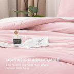 Litanika Pink Twin/Twin XL Comforter Set, 2 Pieces Girls Teen Kids Cute Soft Solid Bedding Comforter Set, All Season Bed Set (66x90In Comforter & 1 Pillowcase)