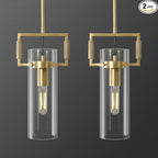 Brass Pendant Lights Kitchen Island, Modern Gold Pendant Lights 2 Pack,12Inch Glass Knurled Kitchen Pendant Lighting Over Island,Farmhouse Island Lights For Kitchen Sink,Bathroom,Bedroom,Dinning Table