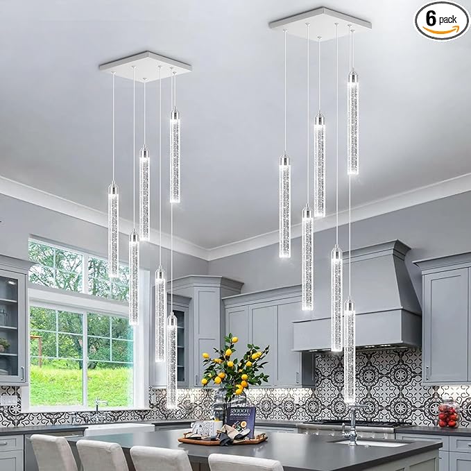 Modern Crystal Pendant Lights for Kitchen Island Mini Chandelier LED Dimmable Ceiling Handing Lighting for Dining Room Corridor 2700K 6000K
