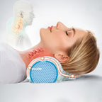 Cervical Neck Pillow: Designed to help alleviate neck discomfort. This neck pillow for sleeping can be used as a cervical traction device, for neck support and shoulder relaxation.. (Blue White)