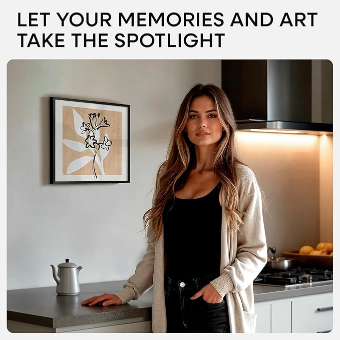 Homeforia Black 12x12 Picture Frames, High End Metal 12 x 12 Square Poster Frame with Mat 10 x 10 Photo, 12x12 Black Frame Matted to 10x10 Print, 12by12 Thin Frames, Tempered Glass, Wall Kit, Set of 1