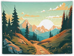 HZOHNAGO Mountain Tapestry Forest Mountain Sunrise Road Pattern Printed Wall Tapestry Wall Hanging for Bedroom Living Room Dorm 40" W x 30" H