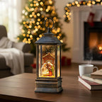 10'' Musical Snow Globe Lantern Lighted Nativity Manger Scene Water Lantern Swirling Glittering Home Decoration and Gift, Battery Operated or USB Powered