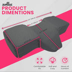 Pillow for Eyelash Extensions - Curved Memory Foam Lash Bed Pillow with Neck and Back Support, Perfect Pillow for Eyelash Extensions, Two Pockets for Tools On The Sides of Pillow (Gray)