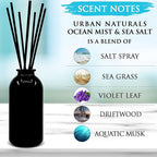 Urban Naturals Ocean Mist & Sea Salt Reed Diffuser Set | Made with Essential Oils & Real Botanicals | Decorative Air Freshener for Large Rooms | Beautiful Home Décor Makes a Great Gift
