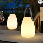 uuffoo 2 Pack Portable Outdoor Table Lamp - Dimmable Rechargeable Night Lights w/ Remote and 7 RGB Colors, IP44 Water-Resistant Hanging Lantern for Patio, Tent, Bedroom, Garden, Emergency